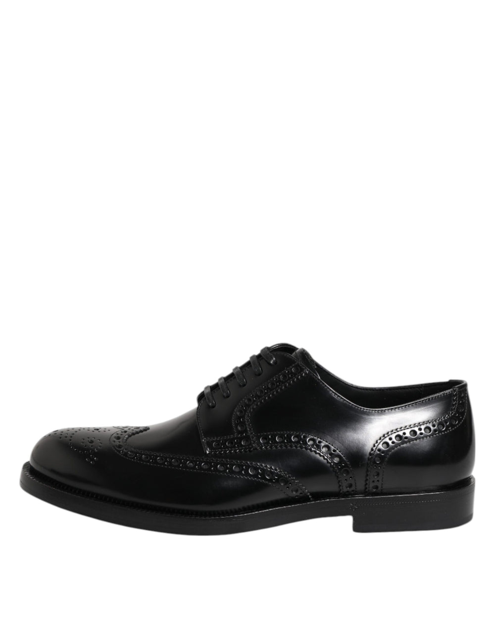 Dolce & Gabbana Calfskin Leather Derby Wingtip Shoes in Black