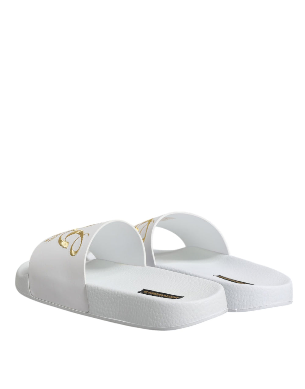 Dolce & Gabbana Calfskin Leather Slides in White