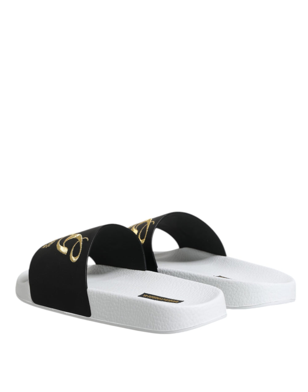 Dolce & Gabbana Calfskin Leather Slides in White and Black