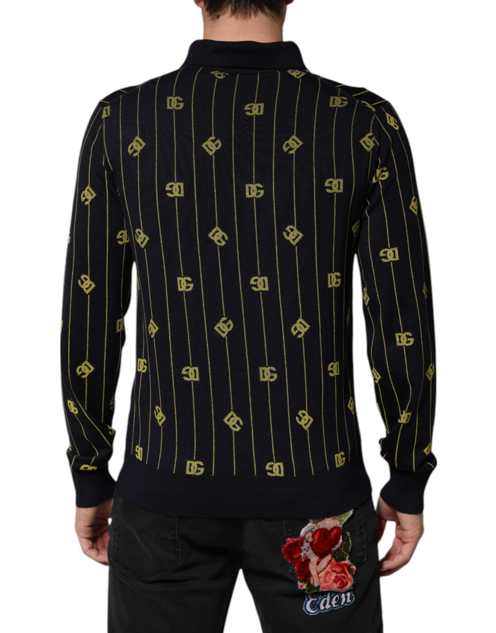 Dolce & Gabbana Virgin Wool Polo Shirt in Black