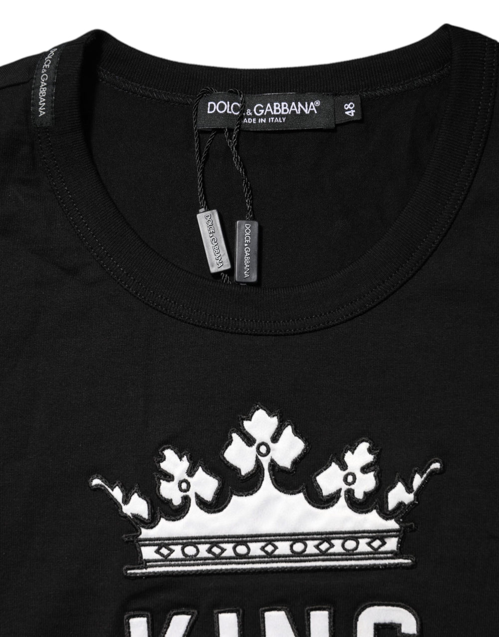 Dolce & Gabbana 100% Cotton Crew Neck T-shirt in Black