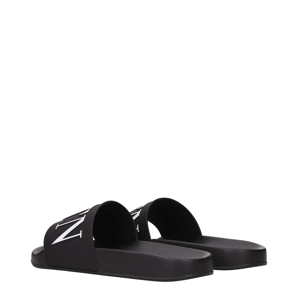 Valentino Garavani Cotton Open-Toe Slippers in Black