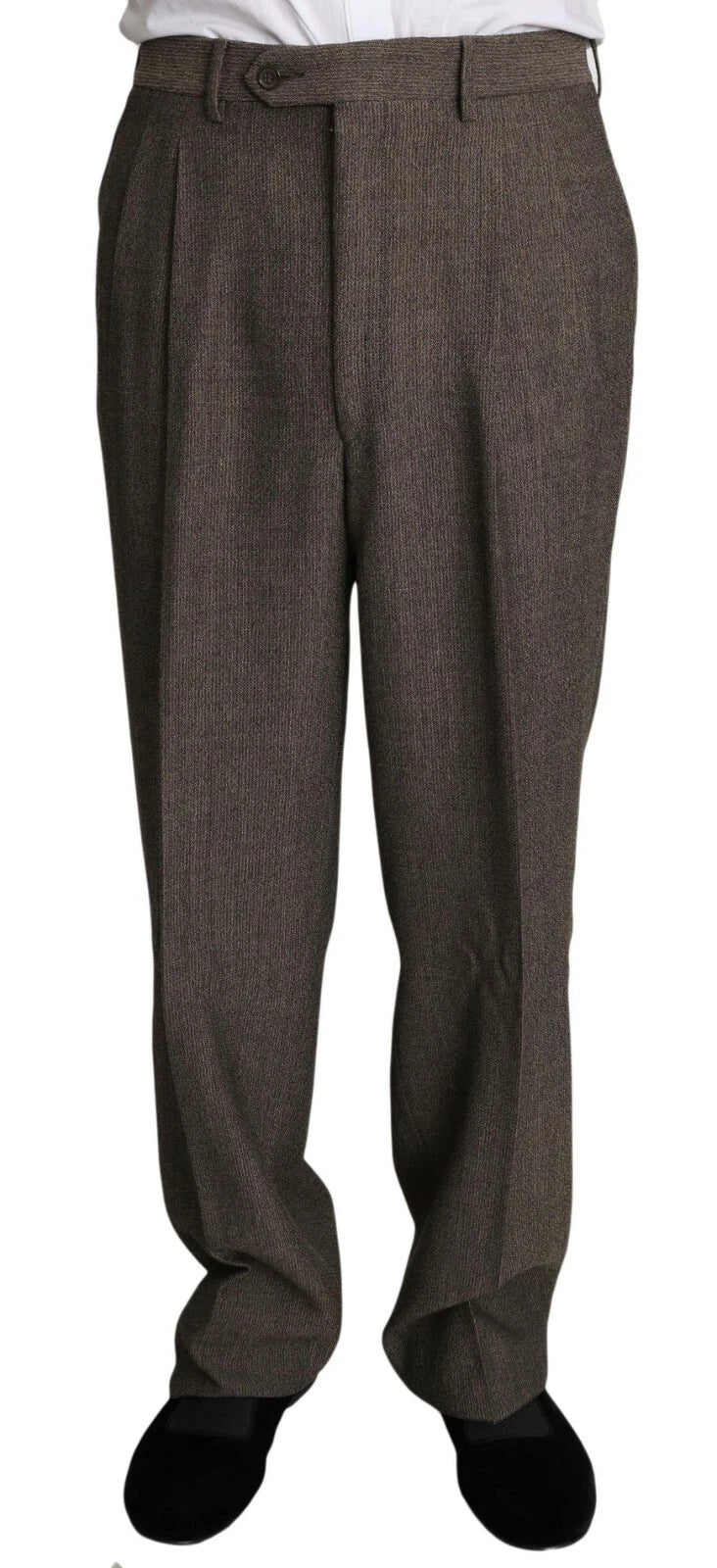 Brown Single Breasted Wool Suit