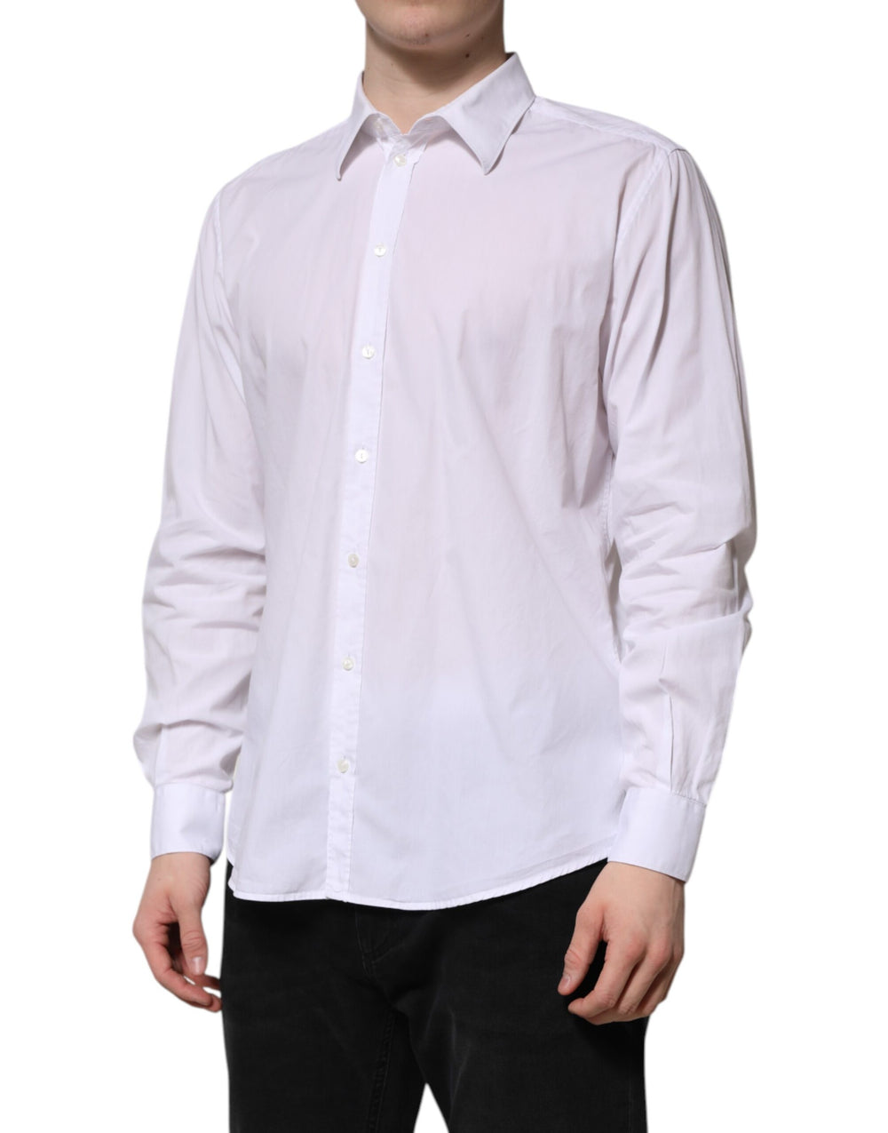 Dolce & Gabbana 100% Cotton Long-Sleeve Shirt in White