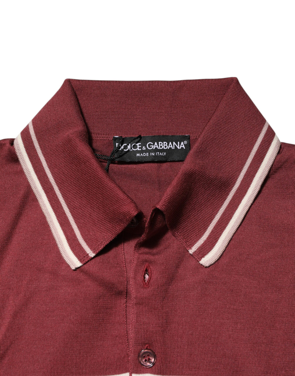 Dolce & Gabbana Cotton-Silk Burgundy Striped Polo Shirt