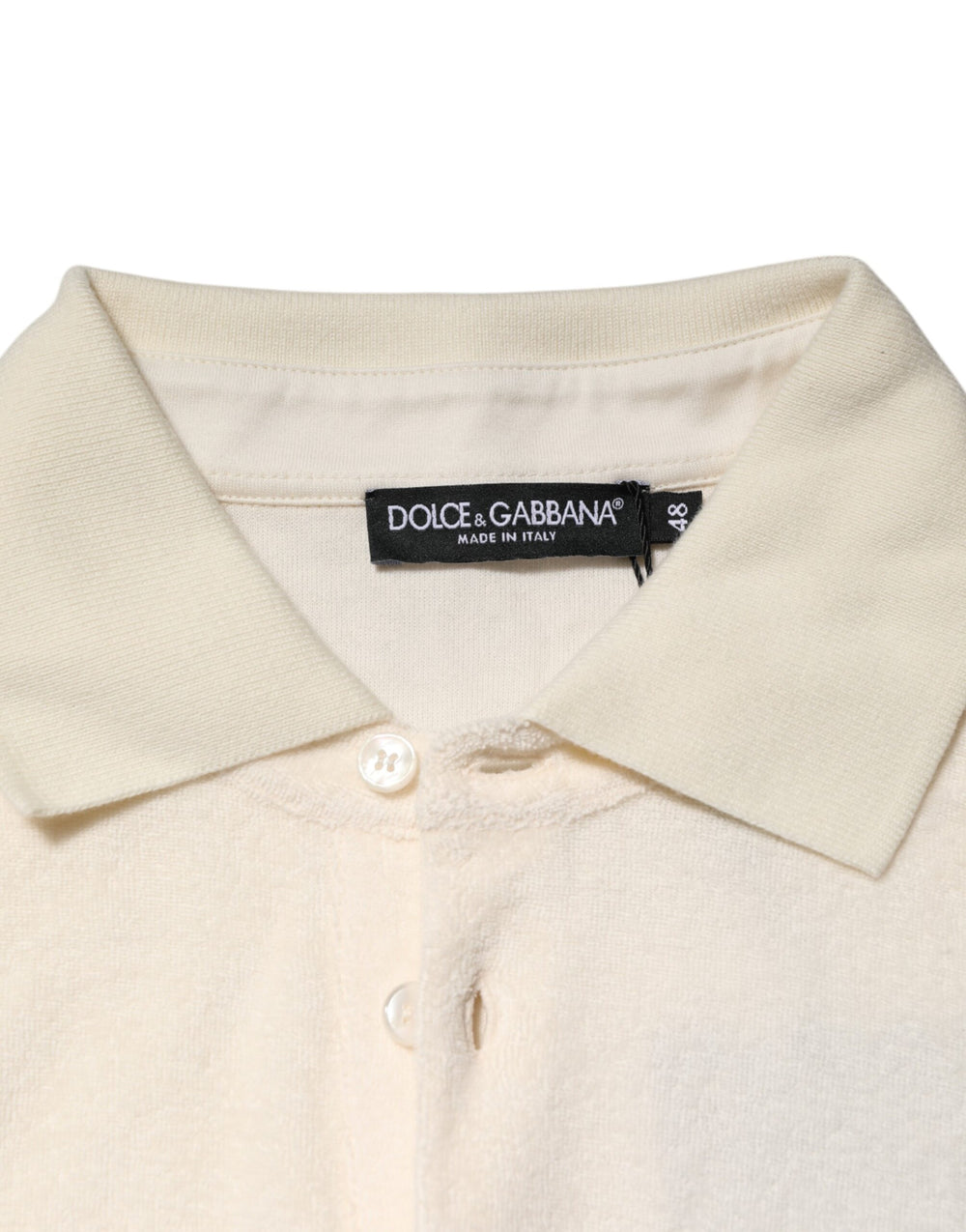 Dolce & Gabbana Cotton Terry Polo Shirt in Ivory