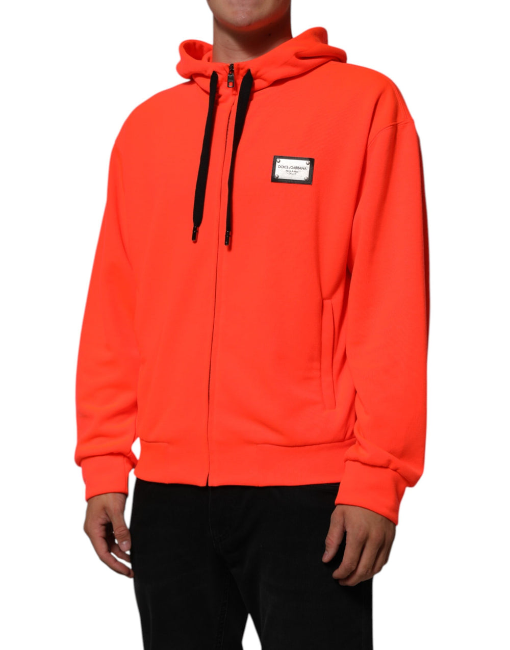 Dolce & Gabbana Polyester Hoodie in Fluorescent Red
