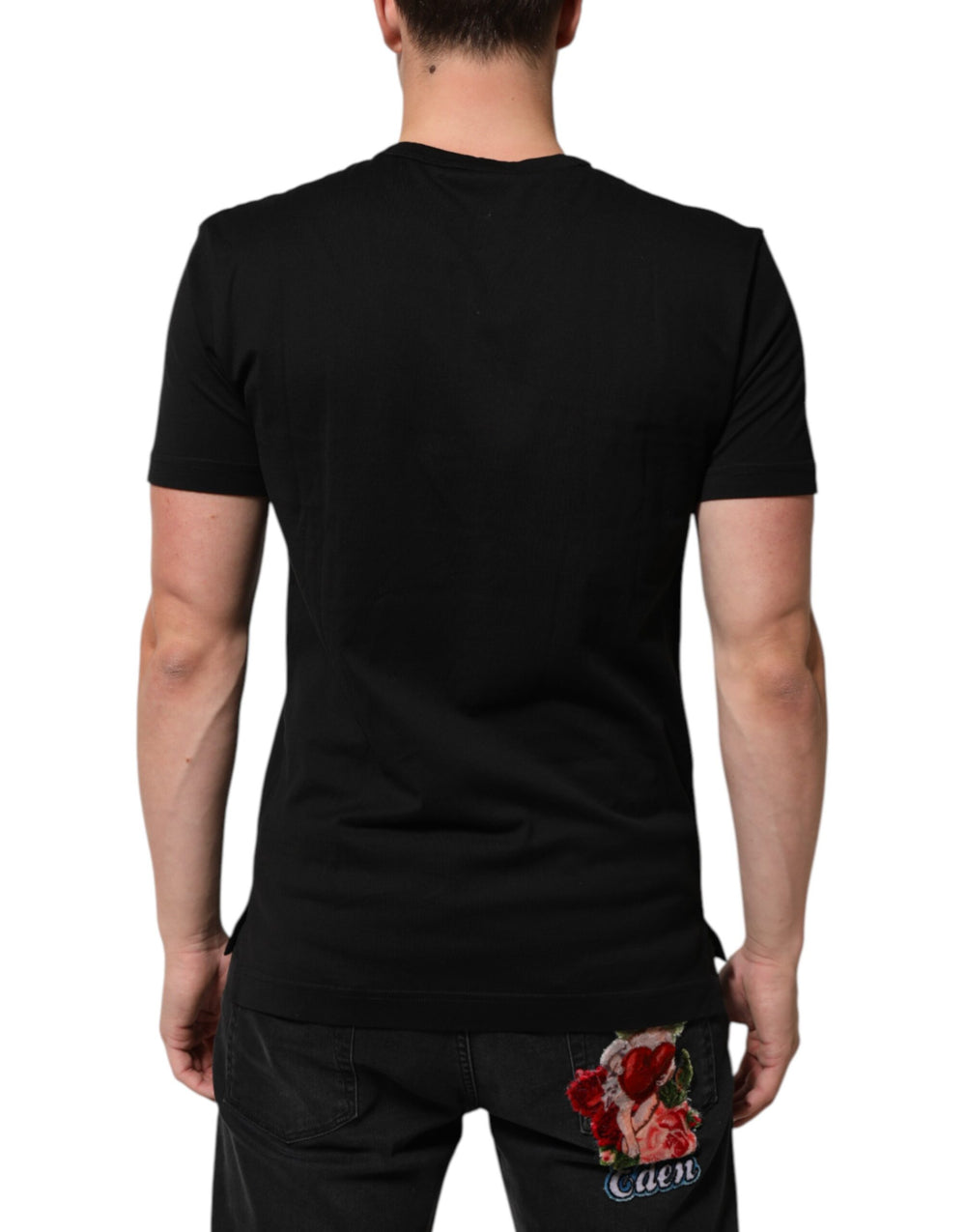 Dolce & Gabbana Cotton Velvet-Print T-Shirt in Black
