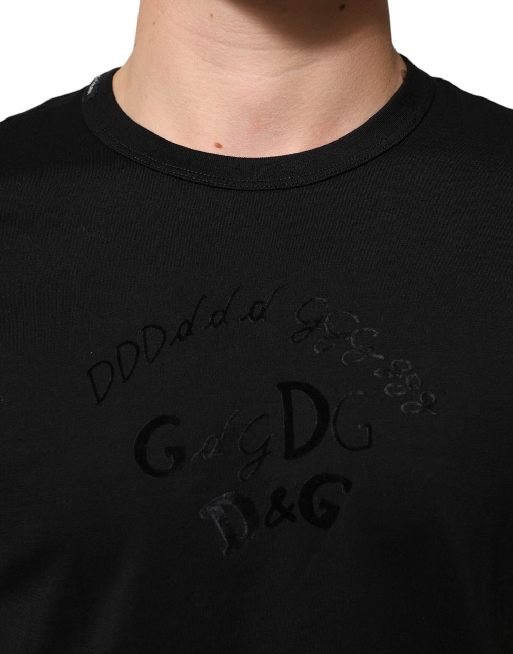 Dolce & Gabbana Cotton Velvet-Print T-Shirt in Black