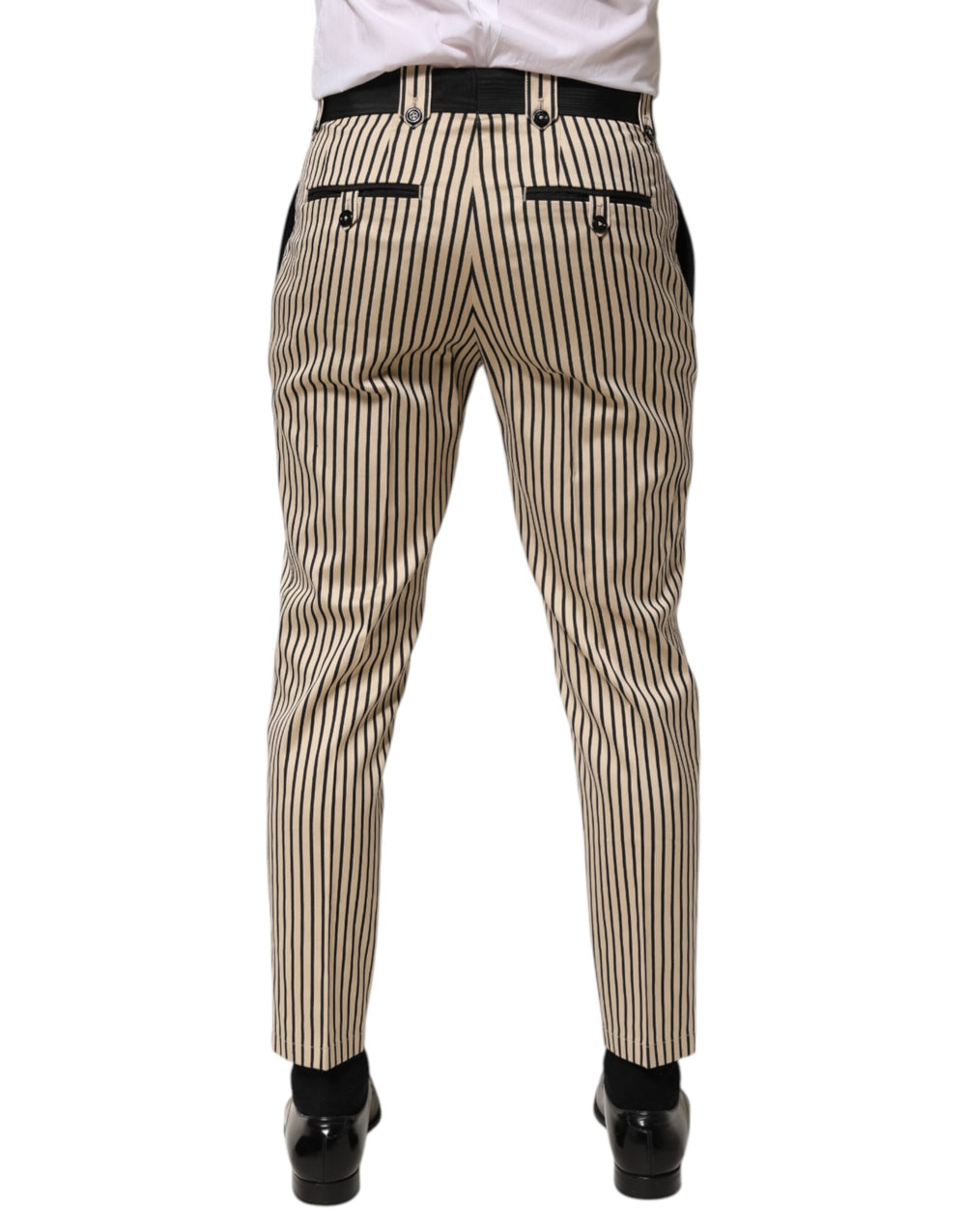 Dolce & Gabbana Βαμβακερό Παντελόνι slim fit με Ρίγες σε Μπεζ