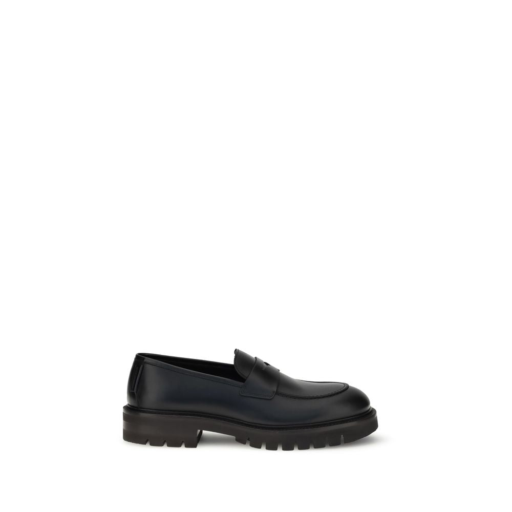 Ferragamo Calf Leather Slip-On Loafers in Black