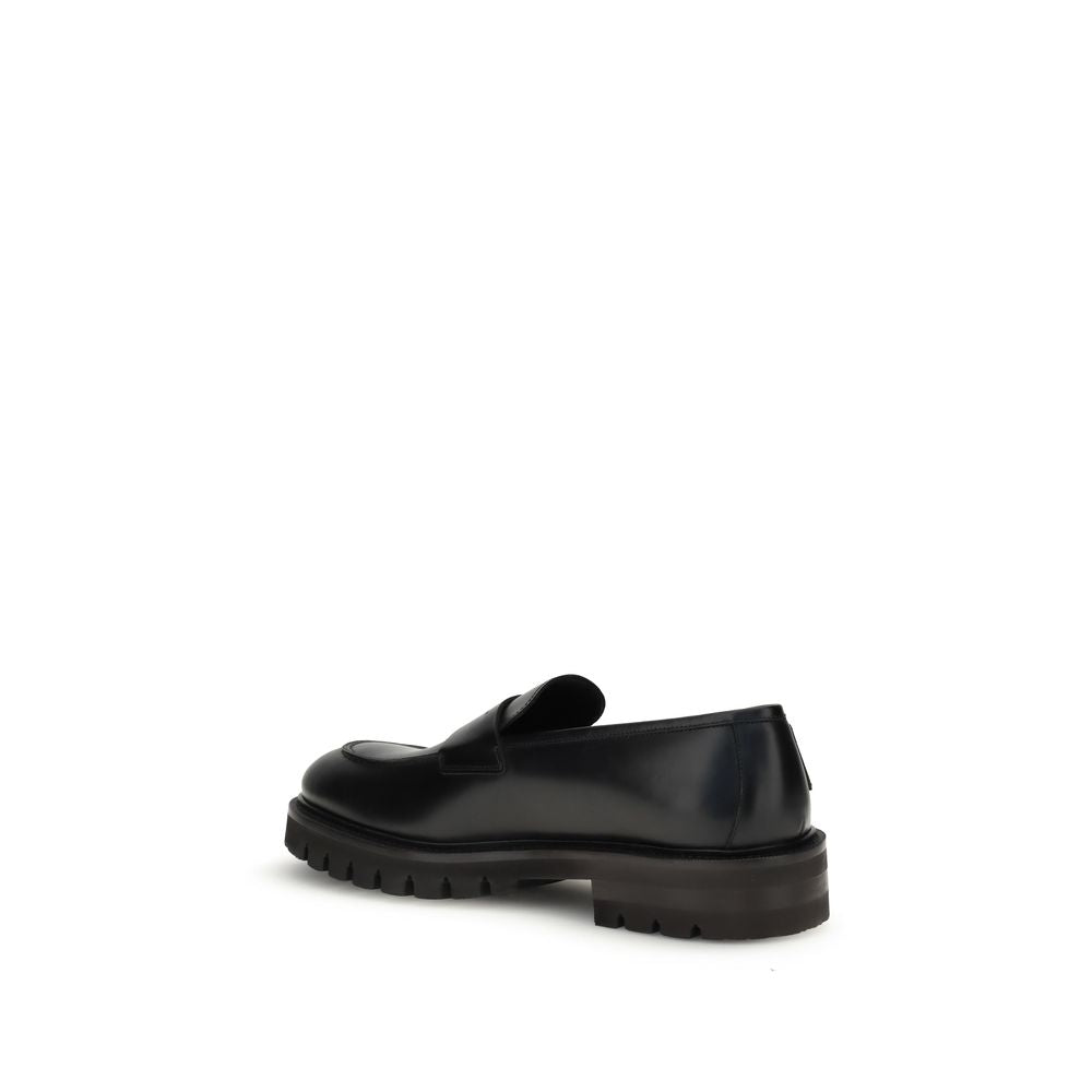 Ferragamo Calf Leather Slip-On Loafers in Black