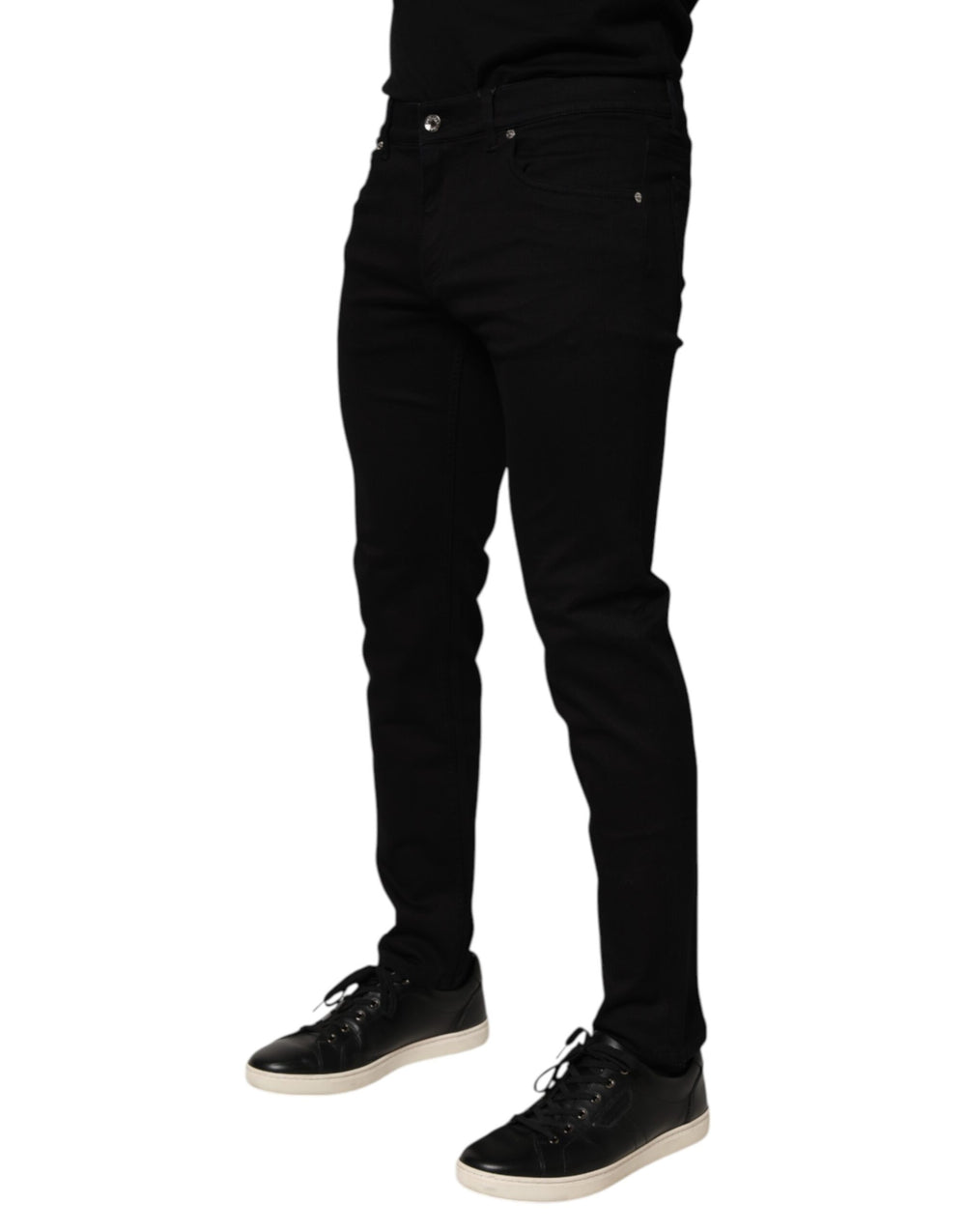Dolce & Gabbana Cotton Blend Skinny Trousers in Black