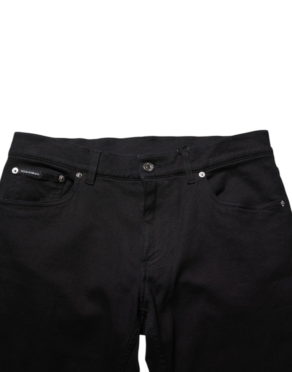 Dolce & Gabbana Cotton Blend Skinny Trousers in Black