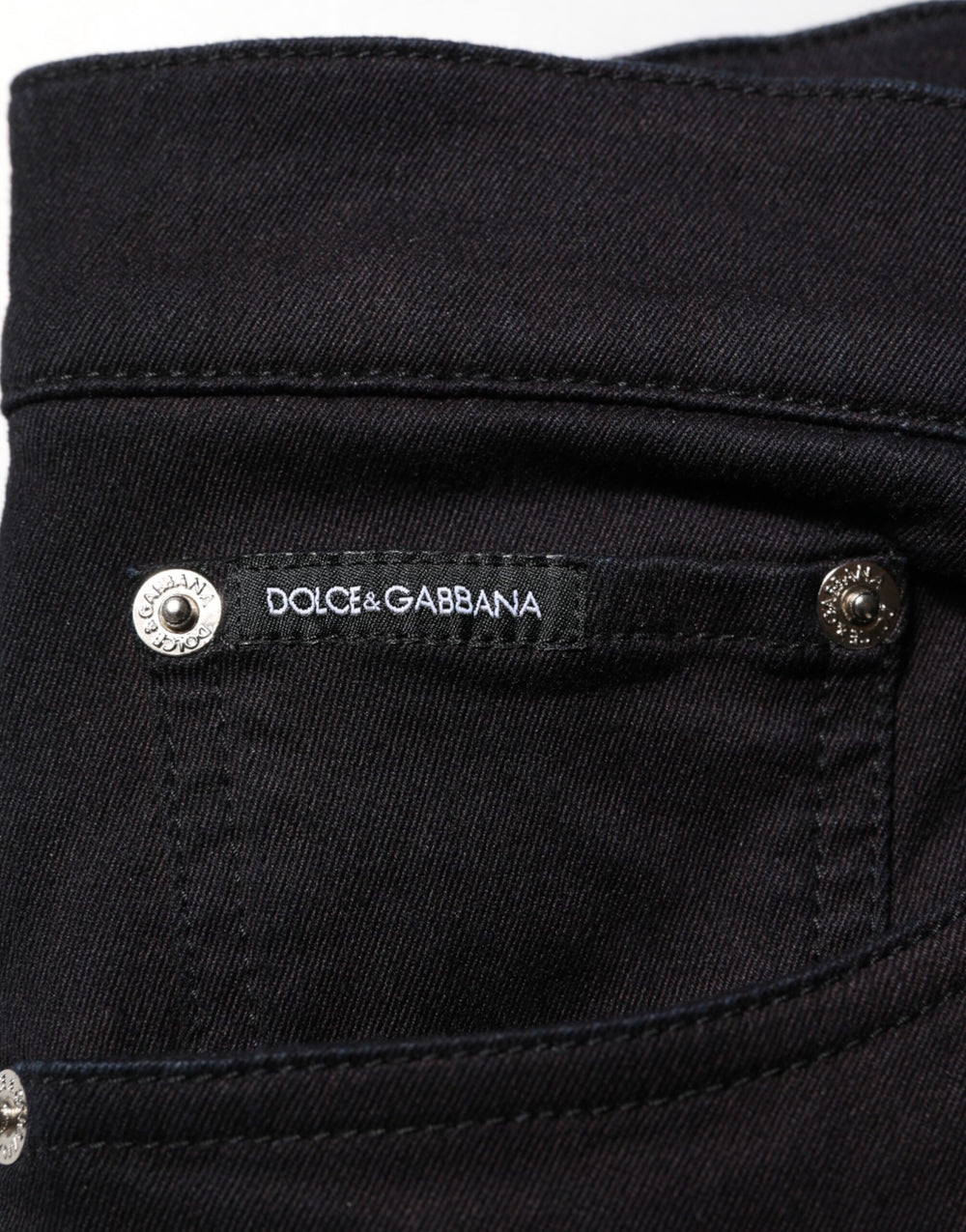 Dolce & Gabbana Cotton Blend Skinny Trousers in Black