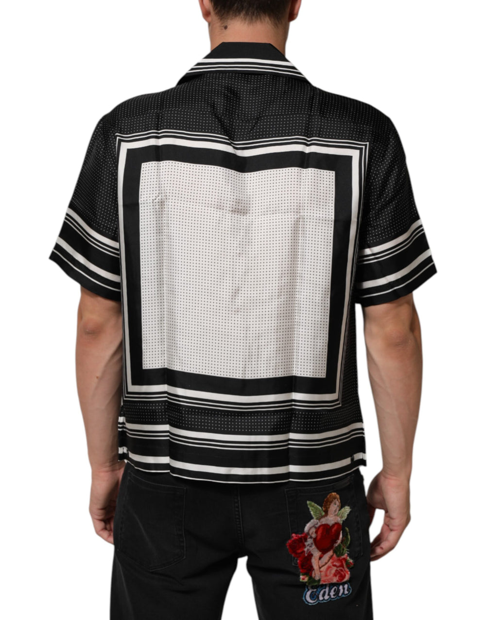 Dolce & Gabbana Silk Polo Shirt in Black and White