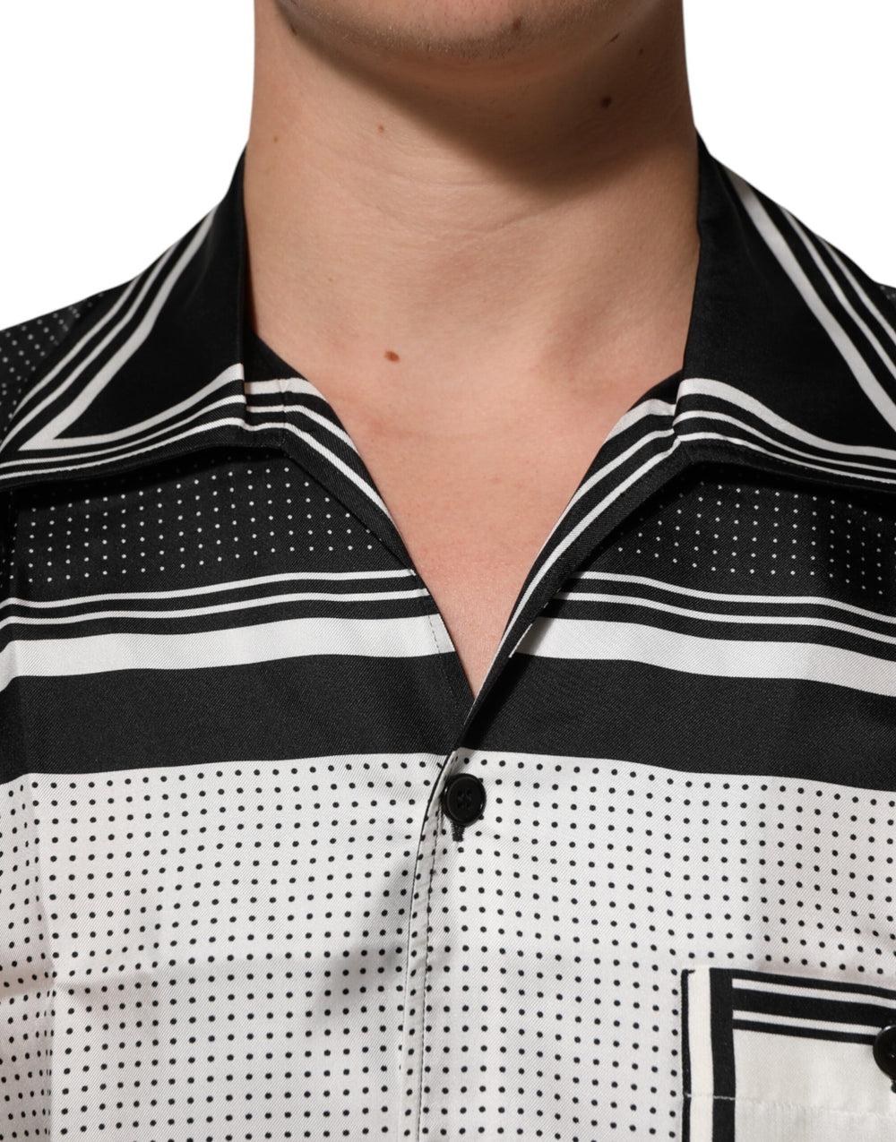 Dolce & Gabbana Silk Polo Shirt in Black and White