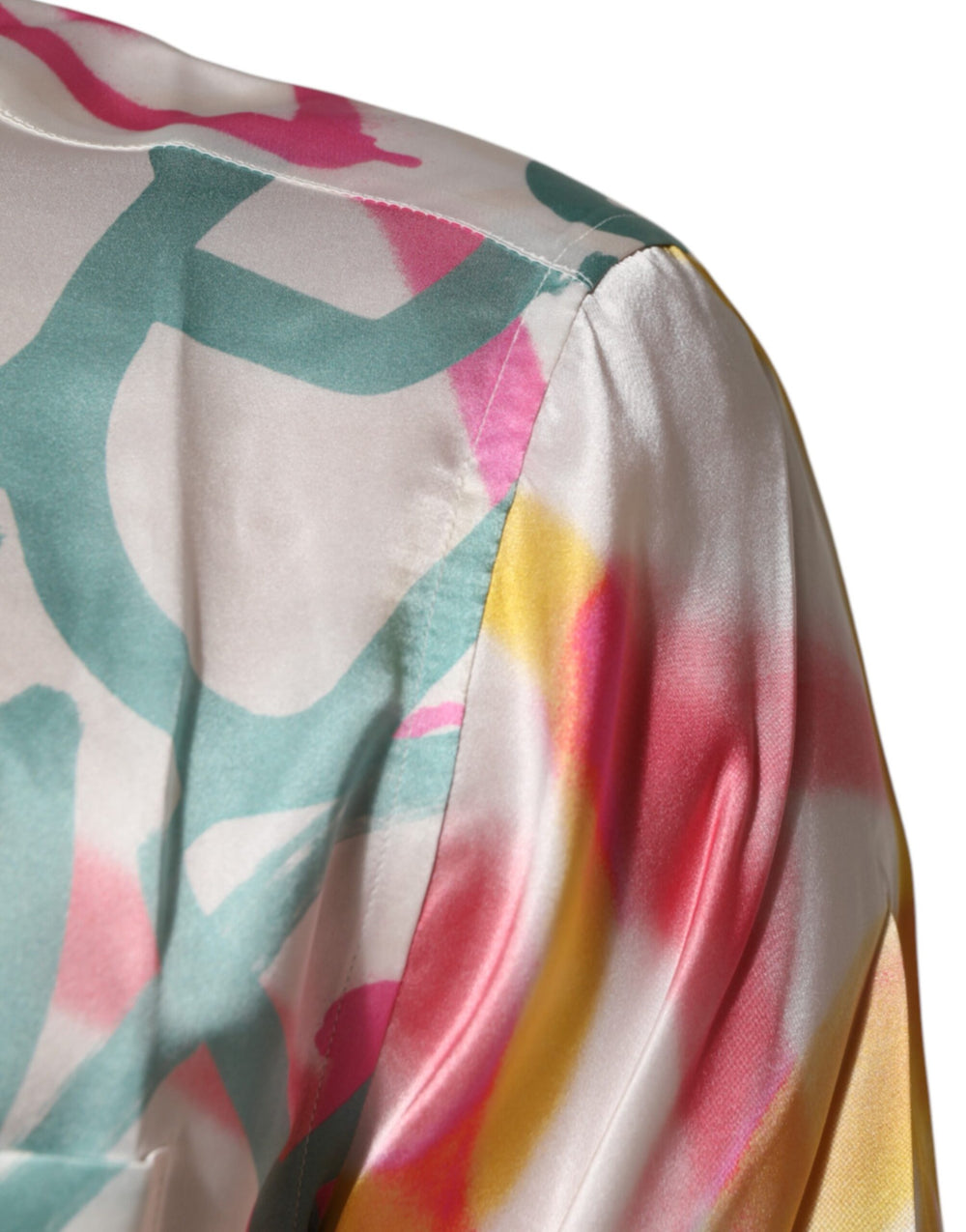 Dolce & Gabbana 100% Silk Hawaiian Graffiti Print Shirt in White