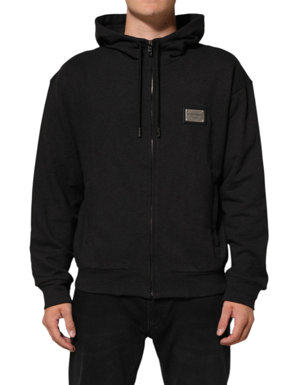 Black Logo FullZip Hooded Sweatshirt Sweater mens luxury fashion - Mens Edit