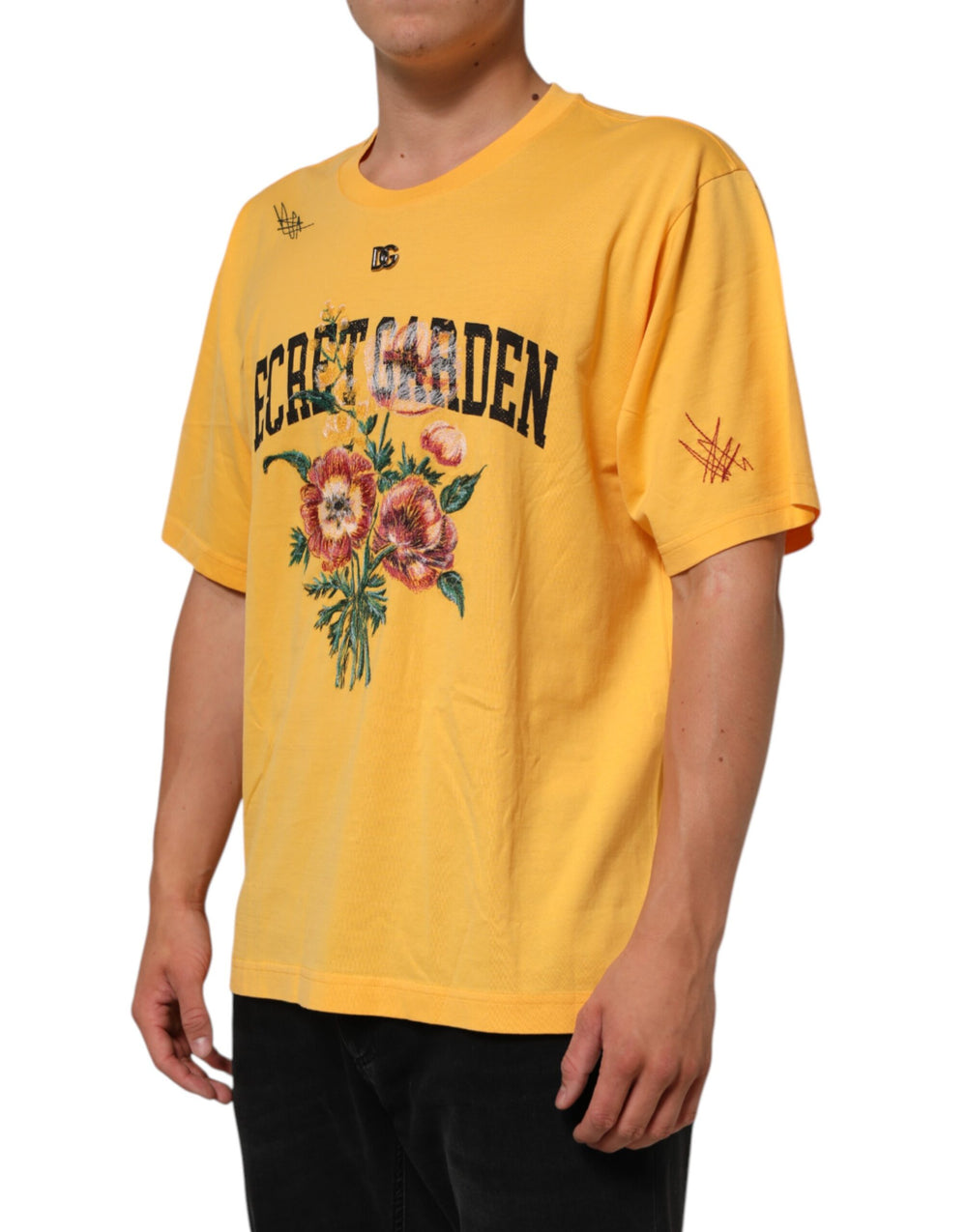 Dolce & Gabbana Secret Garden Floral Cotton T-Shirt in Yellow