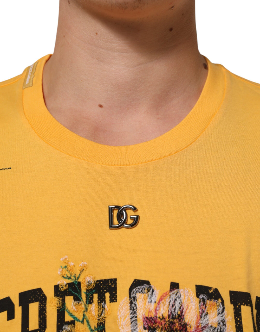 Dolce & Gabbana Secret Garden Floral Cotton T-Shirt in Yellow