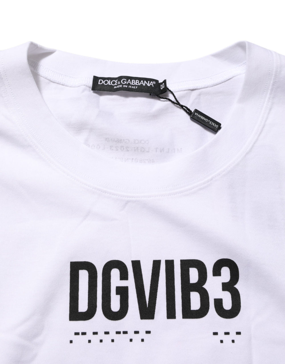 Dolce & Gabbana Αμάνικο T-shirt από 100% βαμβάκι με εμπριμέ σε Λευκό