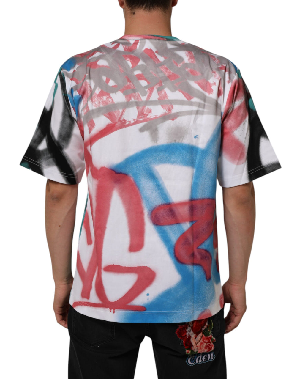 Dolce & Gabbana Cotton Graffiti Crew Neck T-Shirt in White