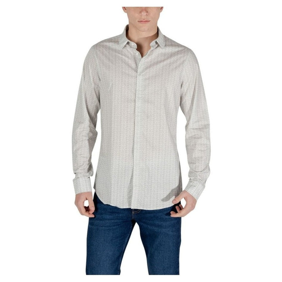 Armani Exchange Cream Cotton Men's Pattern Shirt - Designer | Mens Edit