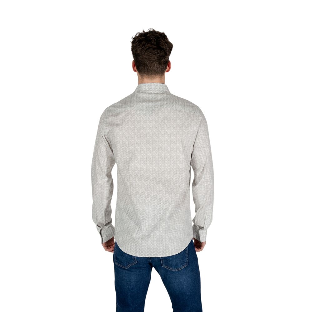 Armani Exchange Cotton Stretch Pattern Shirt in Cream