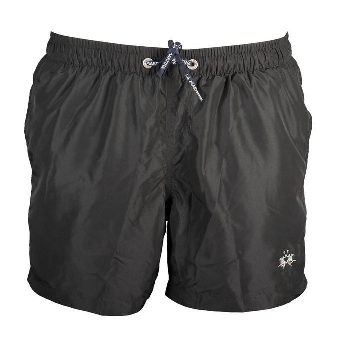 La Martina Black Polyester Men's Swim Trunk - Designer | Mens Edit
