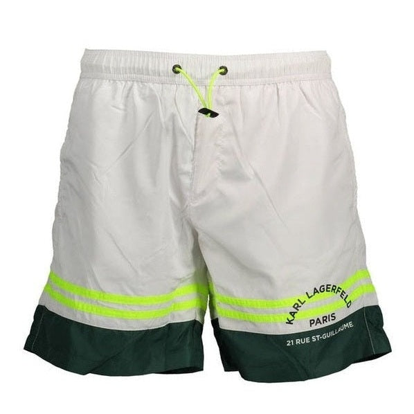Karl Lagerfeld White Polyester Men's Logo Swim Boxer - Designer | Mens Edit