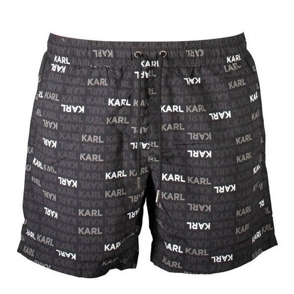 Karl Lagerfeld Black Polyester Men's Logo Swim Boxer - Designer | Mens Edit