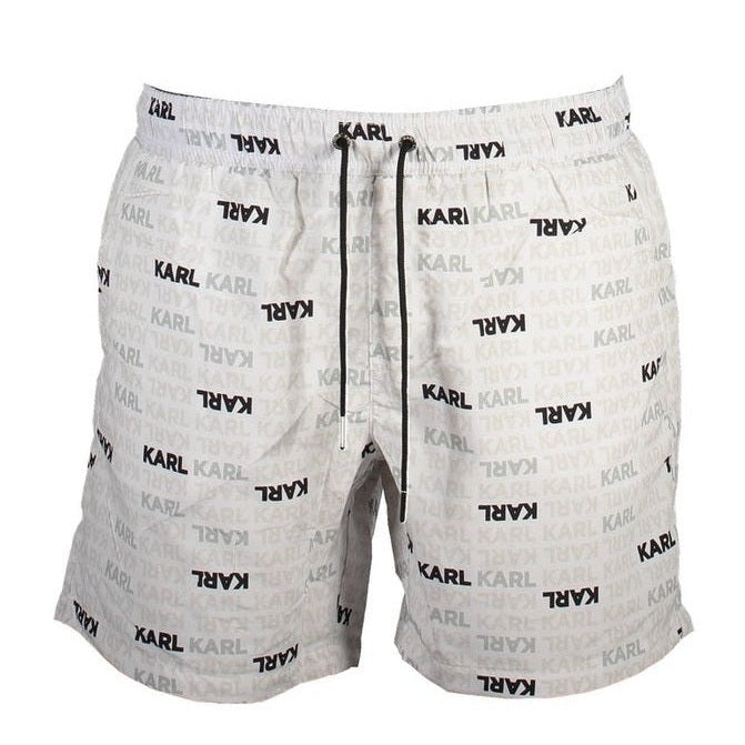 Karl Lagerfeld White Polyester Men's Swim Trunks - Designer | Mens Edit