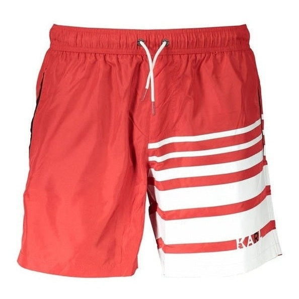 Karl Lagerfeld Red Polyester Men's Swim Boxer Trunks - Designer | Mens Edit