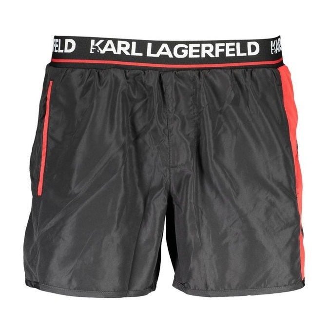 Karl Lagerfeld Black Polyester Men's Logo Swim Boxer - Designer | Mens Edit