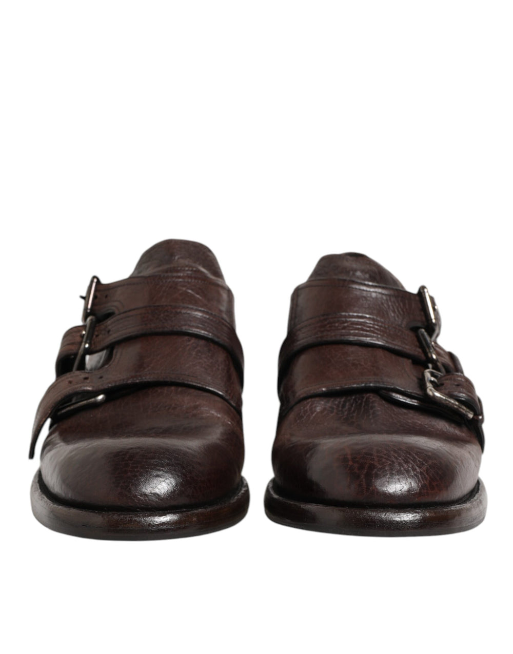 Dolce & Gabbana Brown Leather Monk Strap Derby Shoes