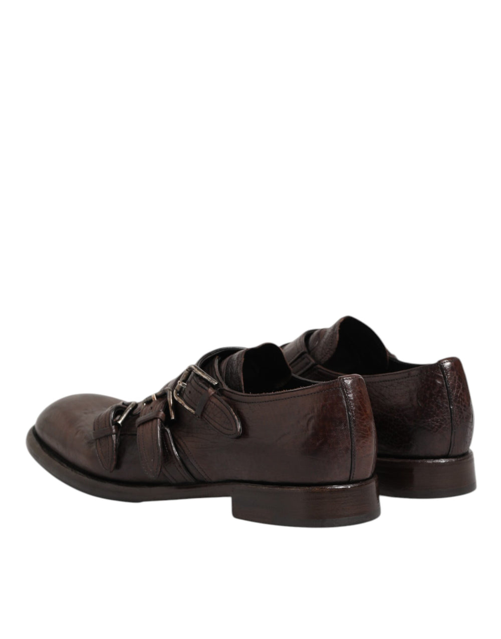 Dolce & Gabbana Brown Leather Monk Strap Derby Shoes