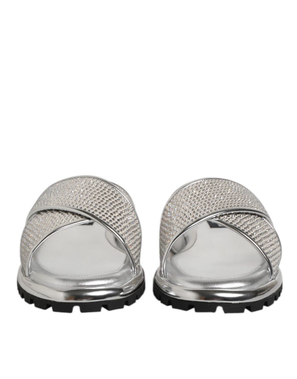 Silver Strass Slides Flats Slippers Shoes mens luxury fashion - Mens Edit