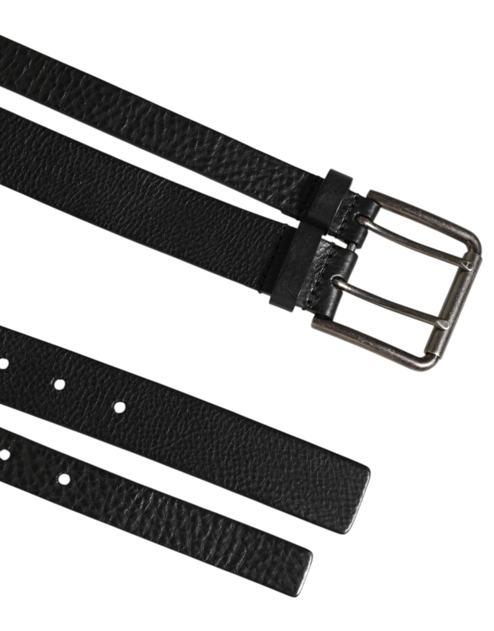 Dolce & Gabbana Double Strap Calf Leather Belt in Black