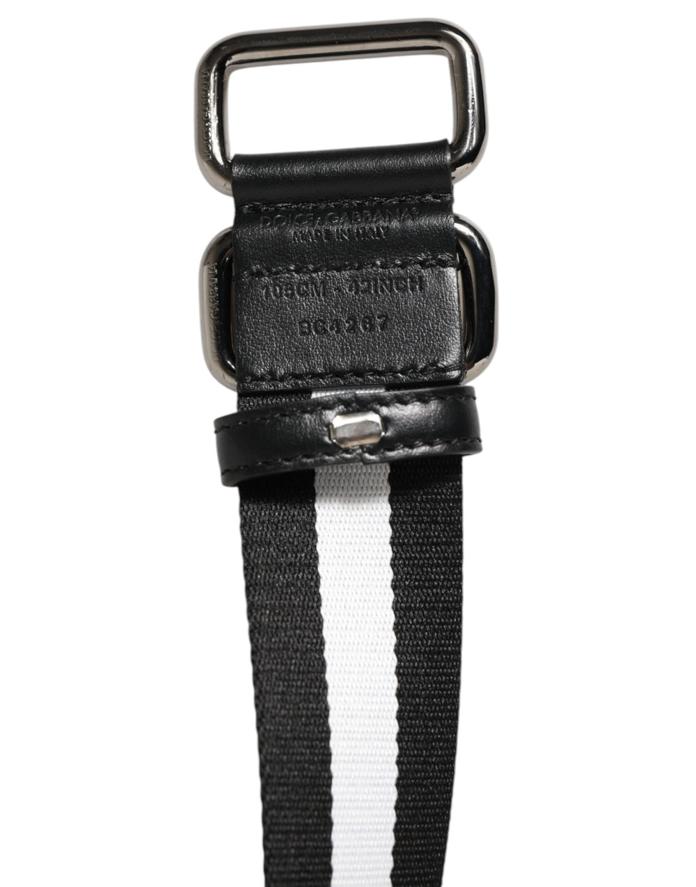 Dolce & Gabbana Striped Nylon Belt in Black and White