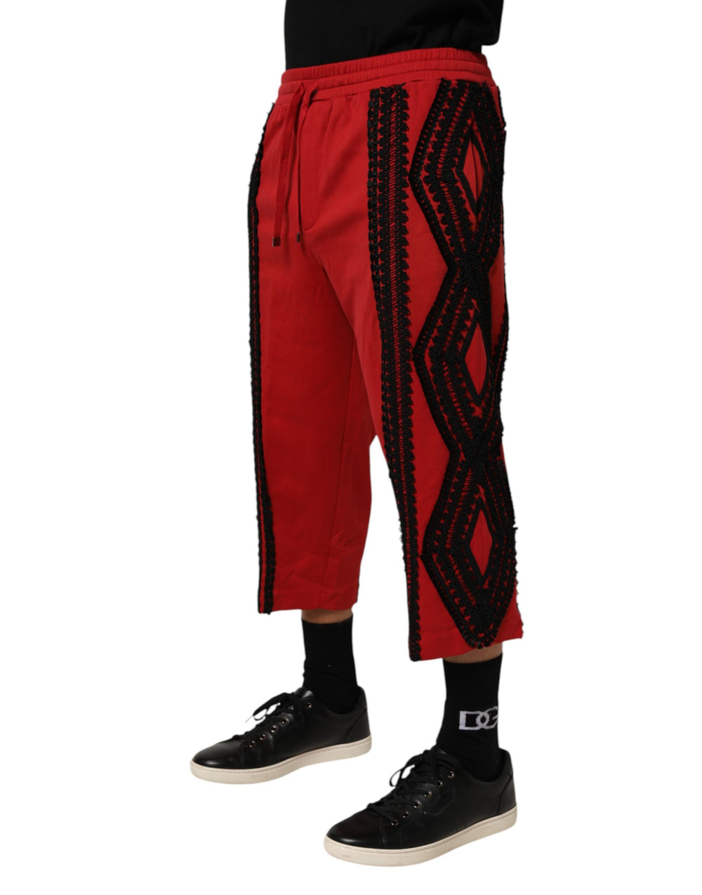 Dolce & Gabbana Embroidered Cropped Trousers in Red