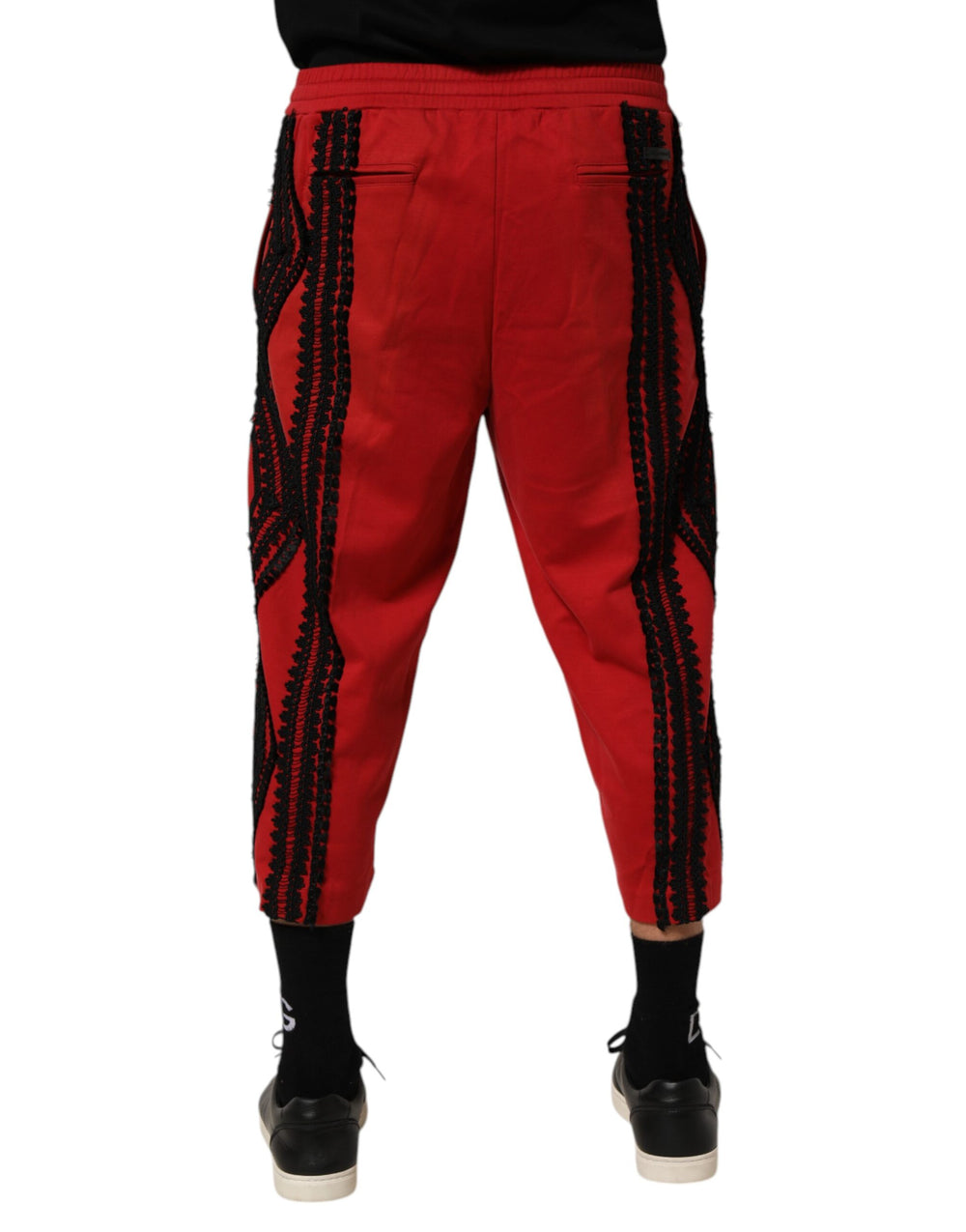 Dolce & Gabbana Embroidered Cropped Trousers in Red