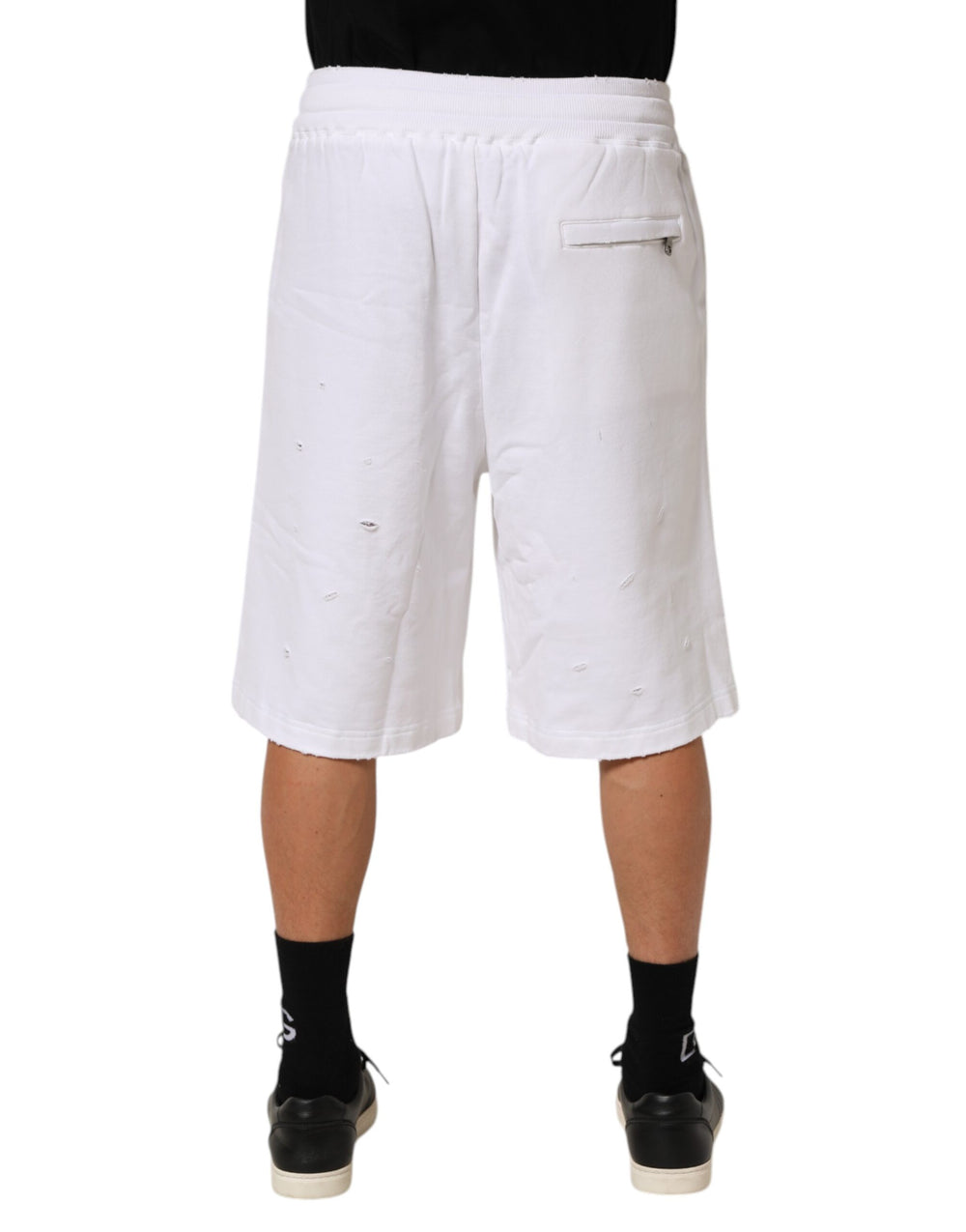 Dolce & Gabbana Cotton Ripped Bermuda Shorts in White