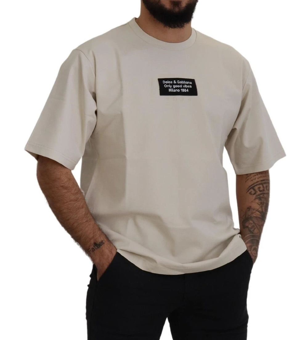 Dolce & Gabbana Printed Crewneck T-Shirt in Ivory mens luxury fashion - Mens Edit