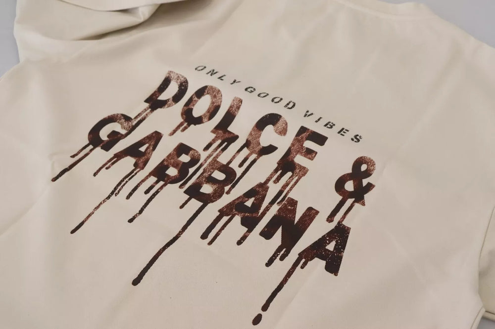 Dolce & Gabbana Βαμβακερό T-Shirt με Τύπωμα σε Ιβουάρ