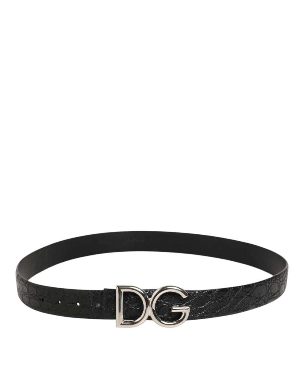 Dolce & Gabbana Caiman Leather Belt in Black