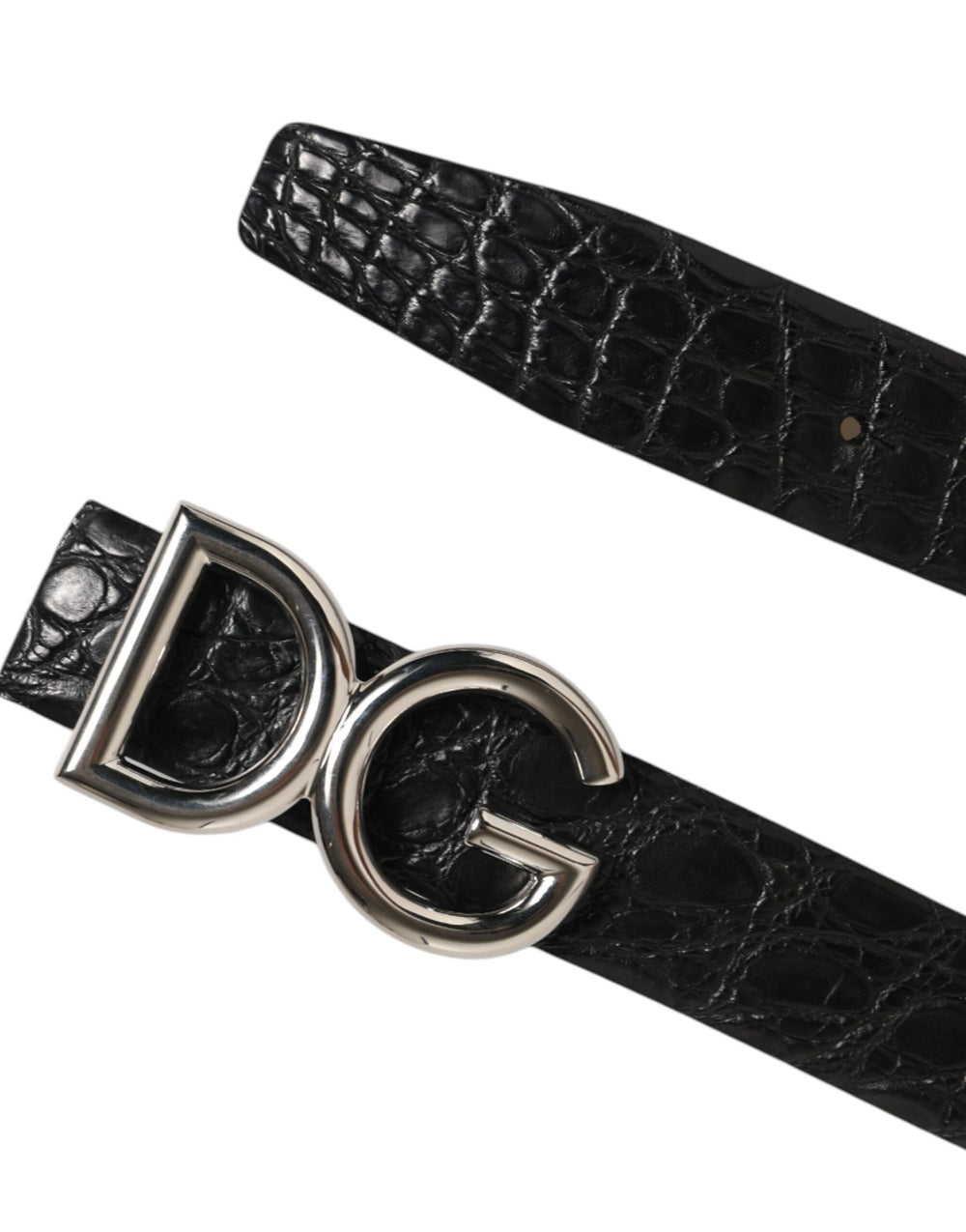 Dolce & Gabbana Caiman Leather Belt in Black