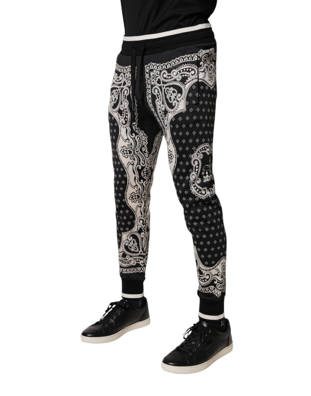 Dolce & Gabbana Cotton Bandana Print Jogger Pants in Black
