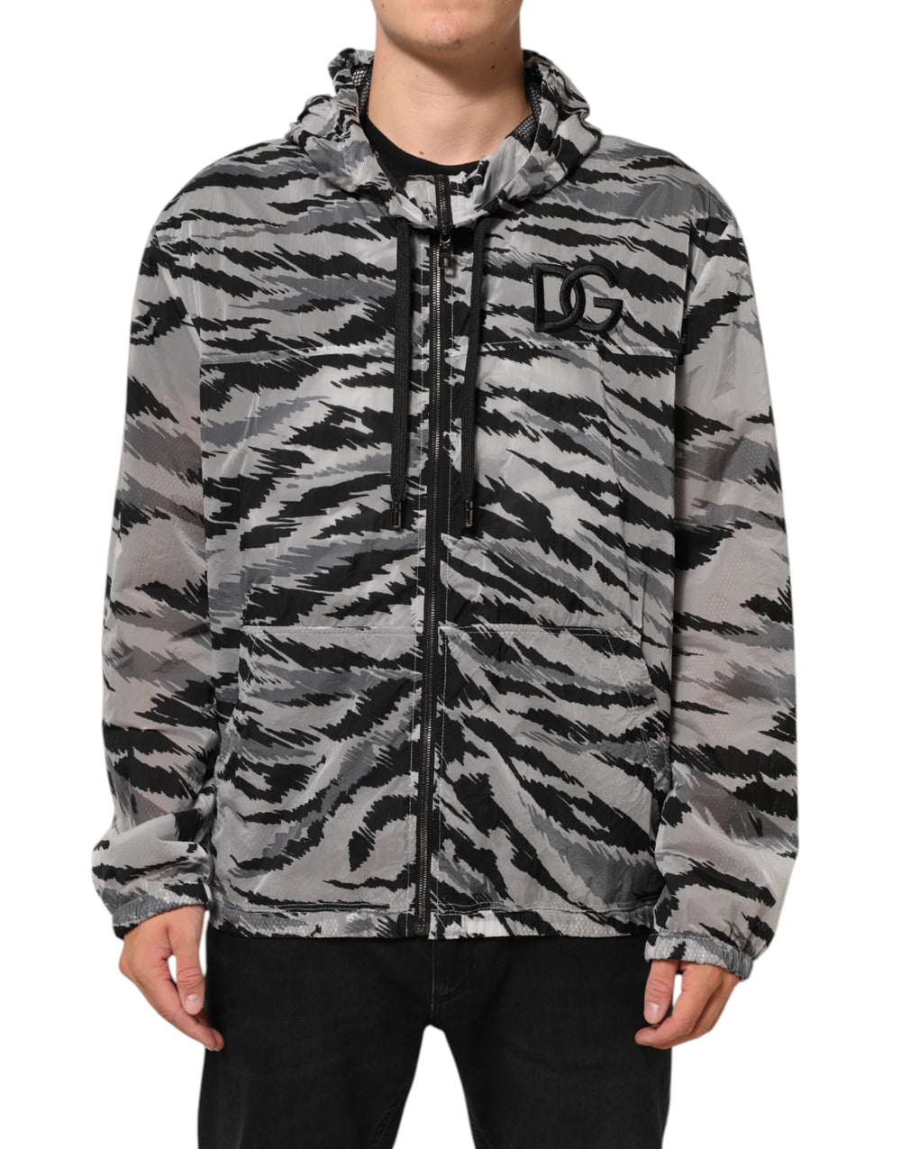 Gray Camouflage Hooded Sweatshirt Jacket mens luxury fashion - Mens Edit
