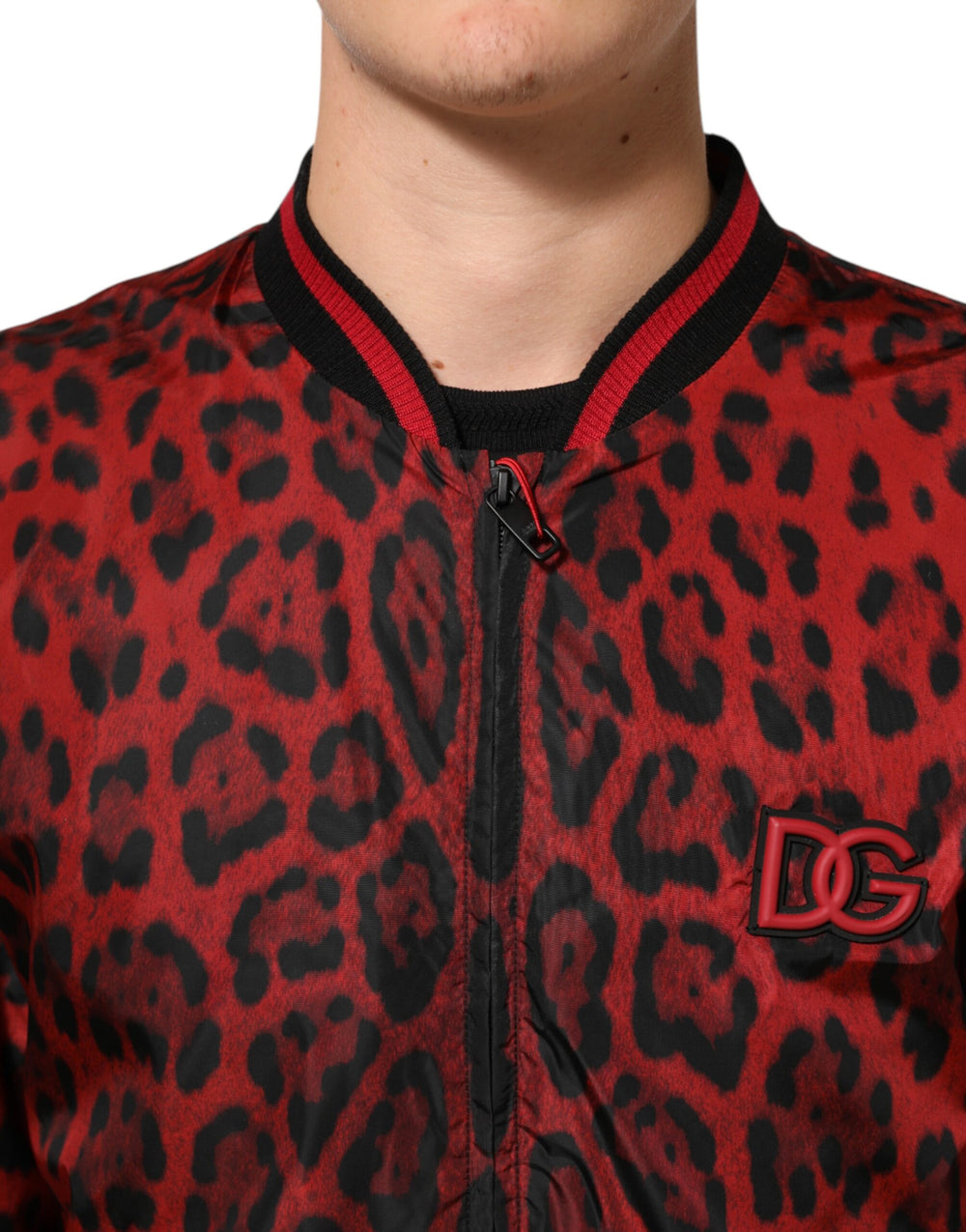 Dolce & Gabbana Bomber Jacket με Leopard Print σε Κόκκινο
